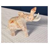 Pair of Carved Elephant Figurines ? Stone & Wood