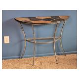 Stone Tile Top Iron Console Table - Half-Moon Mosaic - Mediterranean Style