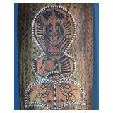 Hand-Carved Wooden Tribal Mask - Elongated Form - Inlaid Folk Art