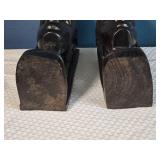 Pair of Hand-Carved Wooden Head Sculptures - African Tribal Style Busts