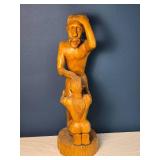 Hand-Carved Wooden Figural Sculpture - Human Couple - Erotic Folk Art