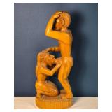 Hand-Carved Wooden Figural Sculpture - Human Couple - Erotic Folk Art