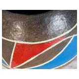 Hand-Painted Pottery Vase Pair - Black & Terracotta Geometric Design - Southwestern Style