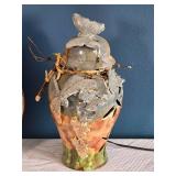 Pair of Decorative Ceramic Lantern Jars - Butterfly Cutouts - Artisan Style