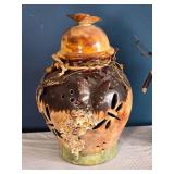 Pair of Decorative Ceramic Lantern Jars - Butterfly Cutouts - Artisan Style