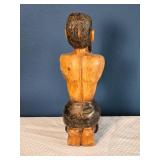 Hand-Carved Kneeling Praying Figure Sculpture