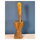 Carved Wooden Hand Sculpture Candle Holder - Upright Gesture - Folk Art