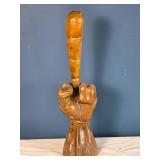 Carved Wooden Hand Sculpture Candle Holder - Upright Gesture - Folk Art