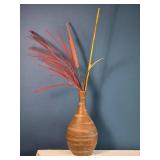 Decorative Wooden Floor Vase with Dried Arrangement