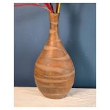 Decorative Wooden Floor Vase with Dried Arrangement