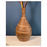 Decorative Wooden Floor Vase with Dried Arrangement