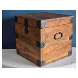 Small Wooden Trunk Box - Iron Corner Brackets - Rustic Storage Chest