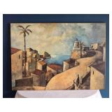 Coastal Lighthouse Landscape Painting - Mediterranean Village - Canvas Art