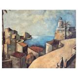 Coastal Lighthouse Landscape Painting - Mediterranean Village - Canvas Art