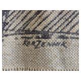 Pair of Tribal Mask Textile Wall Hangings - Burlap Fabric - Folk Art