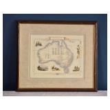 Framed Antique Map of Australia Print - Decorative Cartography Art