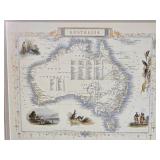 Framed Antique Map of Australia Print - Decorative Cartography Art