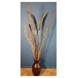 Decorative Floor Vase with Woven and Blade Accents