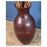 Decorative Floor Vase with Woven and Blade Accents