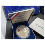 1987-S Proof "We The People" Silver Commem. Dollar in Complete Mint Package with COA