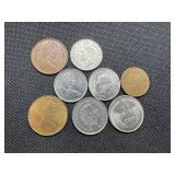Eight High Quality Foreign Coins, including an 80% Silver Canadian Quarter