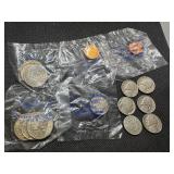 Fifteen U.S. Coins: 6 Anthony Dollars - 2 Sealed sets of BU 1979 PDS Coins; 2 Sealed UNC Wheat Cents - 1944, 1955-S; 1867 Shield Nickel; Sealed 1937 Buffalo Nickel; No Date Buffalo Nickel; and 4 Jeffe