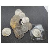 Twenty Four Clad Kennedy Half Dollars: 1972; 1973 (2); 1974; 1977; 1984; and 18 Bicentennial 1976s