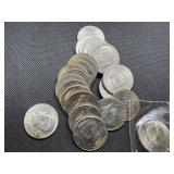 Twenty Four Clad Kennedy Half Dollars: 1972; 1973 (2); 1974; 1977; 1984; and 18 Bicentennial 1976s