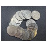 Sixteen Clad Eisenhower Dollars: 1971-D (4); 1972-D (5);  1974-D; 1976-P Bicentennial (2); 1976-D Bicentennial; and1978-D (3).