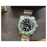 Pagnani Design "Rolex Starbucks Submariner Homage" Stainless Steel Waterproof Automatic Mechanical Dive Watch with Box, Papers; Extra Bracelet Links and Bracelet tool - Runs Well