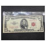 1953 Red Seal Five Dollar Bill