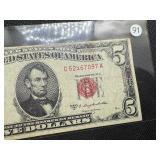 1953 Red Seal Five Dollar Bill
