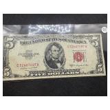 1953 Red Seal Five Dollar Bill