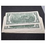 Eight Sequential Two Dollar Bills