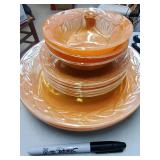 Blue Floral Rim Cream Dinnerware Set