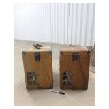 Vintage Silent Speed Film Projector Pair in Brown Burlap Cases
