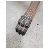 Round Wooden Pedestal Table with 3 Carved Legs - Vintage