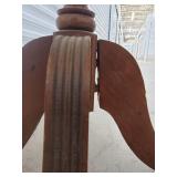 Round Wooden Pedestal Table with 3 Carved Legs - Vintage