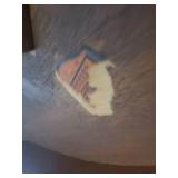 Round Wooden Pedestal Table with 3 Carved Legs - Vintage