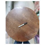 Round Wooden Pedestal Table with 3 Carved Legs - Vintage
