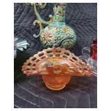 H. Bequet Quaregnon Belgium Majolica Pitcher Vase #265 Turquoise Floral