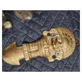 Brass Miniature Figurine Lot - Pharaoh Bust, Golfers, Dancers & Ceramic Horse