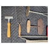 Vintage Irons & Kitchen Tools Lot - Coal & Electric Irons, Whisks, Graters & Presses