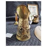 Vintage Brass Pitchers India 729 & England 530 - Candlesticks, Decanter, Framed Nativity Print