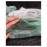 Porcelain Dinnerware Set - Floral Rose Pattern on White with Black Rim and Gold Trim