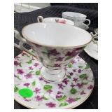 Assorted Floral Teacups & Saucers - Porcelain Tea Set with Gold Trim