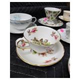 Assorted Floral Teacups & Saucers - Porcelain Tea Set with Gold Trim