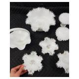 Porcelain Floral Ruffle-Edge Set - White with Pink Flowers