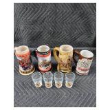Oktoberfest Stein Lot - 4 Ceramic Steins + 5 Killian