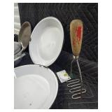 Happy Home Vintage Bakeware & Enamelware Lot - Plates, Pans, Molds & Tools